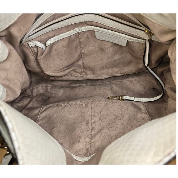 Rare White Michael Kors Snake Leather Python Hamilton Purse Satchel 35S5SHLT3N - Picture 6 of 12